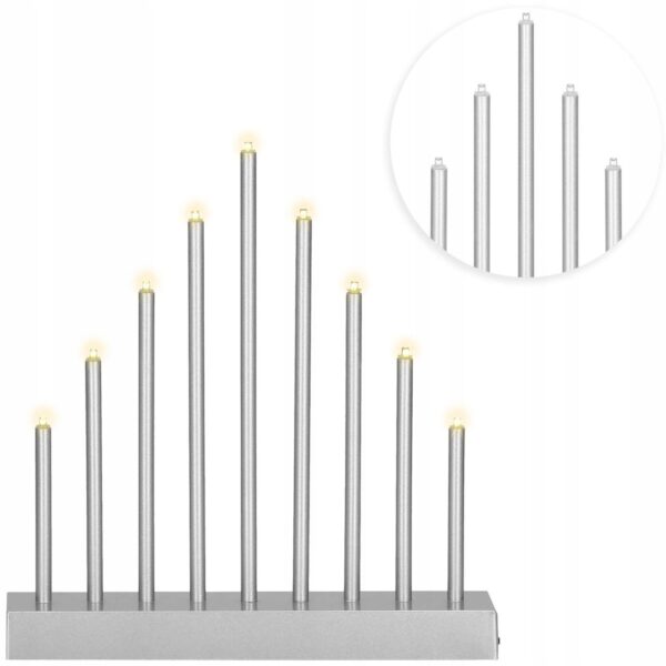 Lumanari decorative de Craciun, 9 becuri tip LED, culoare argintiu - Image 8