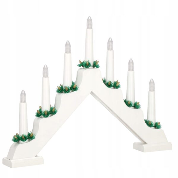 Lumanari decorative de Craciun, stand de lemn, 7 becuri tip LED, culoare alba - Image 9