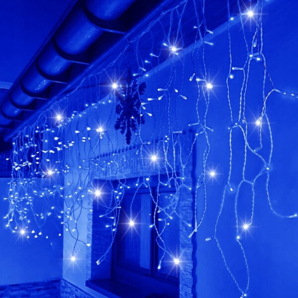 (DL) Ghirlanda luminoasa tip perdea cu flash 500 LED-uri, 20m, pentru interior/exterior, iluminare albastra - Image 6
