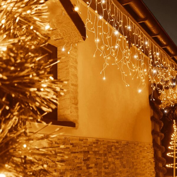 Ghirlanda luminoasa tip perdea cu flash 500 LED-uri, 20m, pentru interior/exterior, iluminare galbena - Image 7
