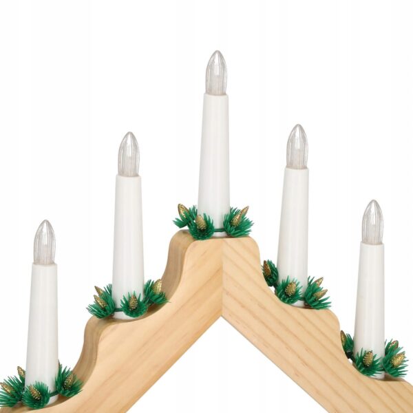 Lumanari decorative de Craciun, stand de lemn, 7 becuri tip LED, culoare maro - Image 7