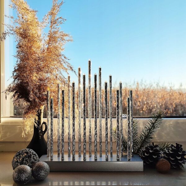 Lumanari decorative de Craciun, 17 becuri tip LED, culoare argintiu - Image 3