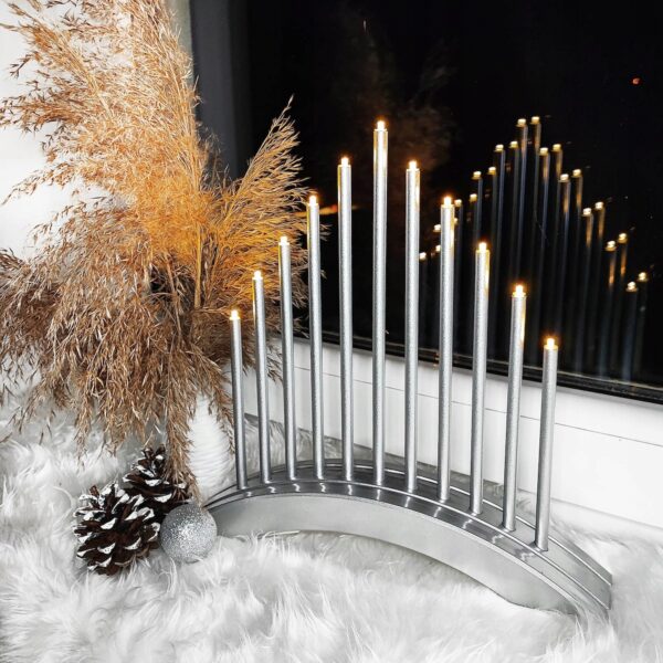 Lumanari decorative de Craciun, 11 becuri tip LED, culoare argintiu - Image 6
