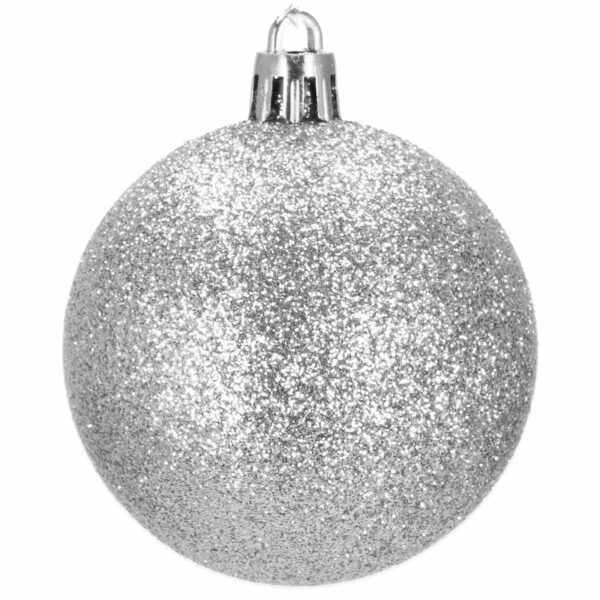 Set globuri si decoratiuni de Craciun, 100 piese, diverse dimensiuni cu stea, argintiu - Image 8