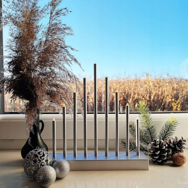 Lumanari decorative de Craciun, 9 becuri tip LED, culoare argintiu - Image 2