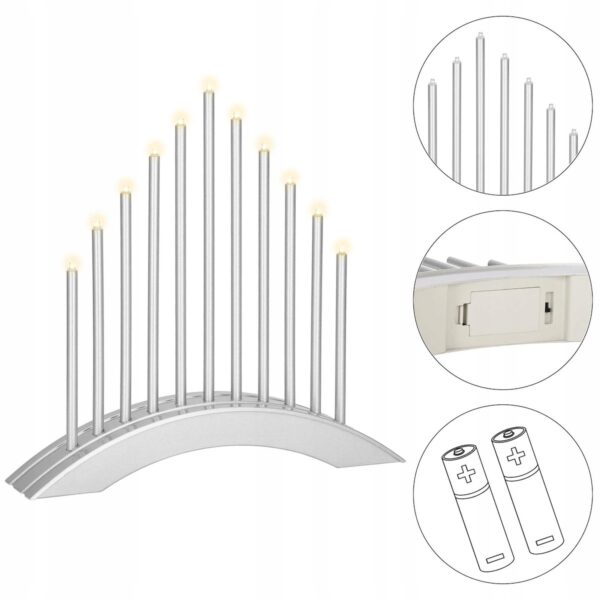 Lumanari decorative de Craciun, 11 becuri tip LED, culoare argintiu - Image 9