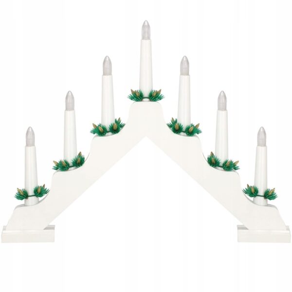 Lumanari decorative de Craciun, stand de lemn, 7 becuri tip LED, culoare alba - Image 11