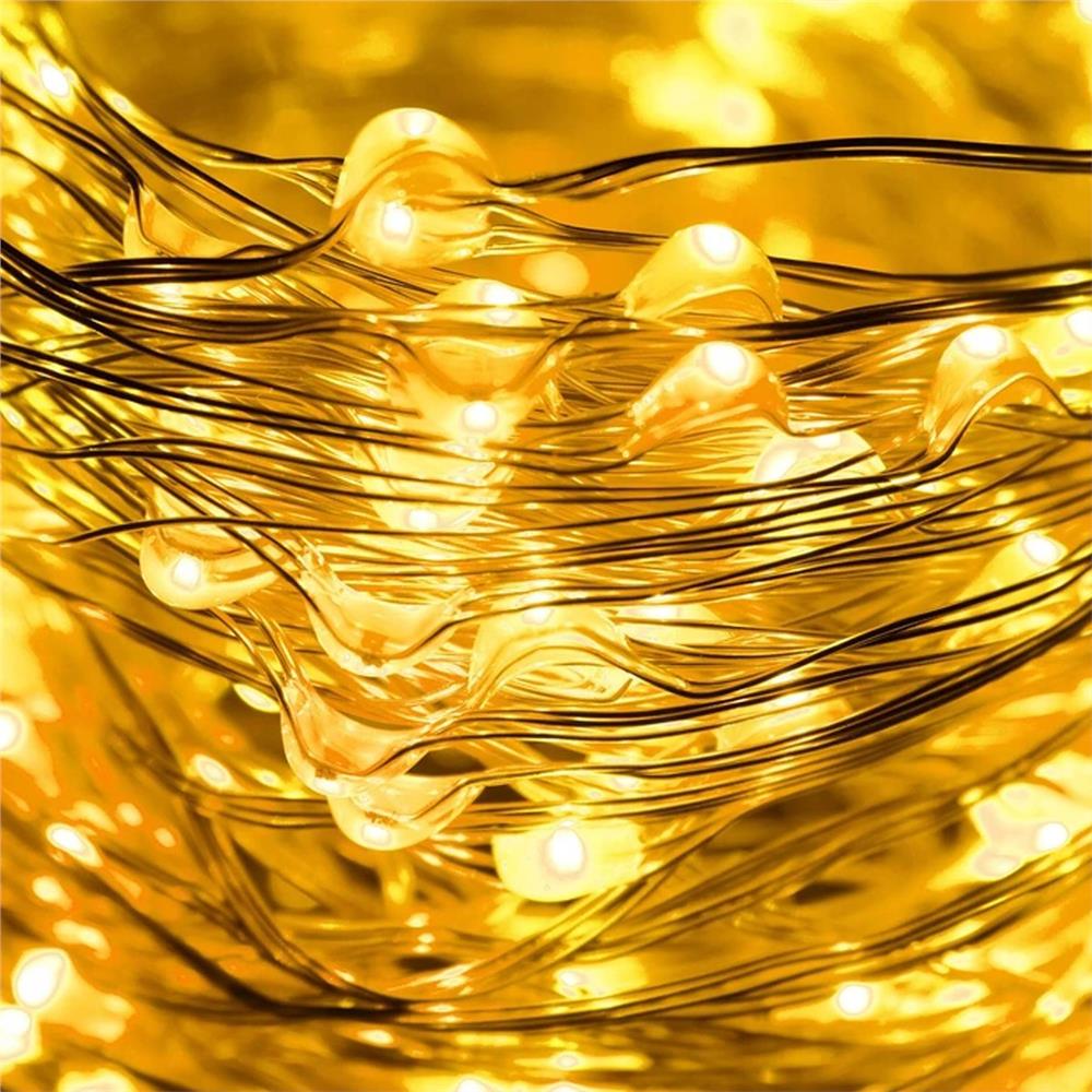 Dekoratív lámpa installáció 100 LED-es, 5m-es, elemes, sárga világítással - Image 22