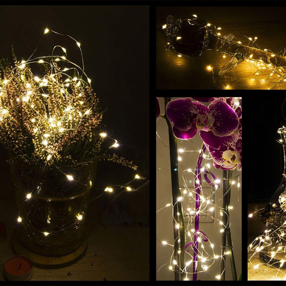 Dekoratív lámpa installáció 100 LED-es, 5m-es, elemes, sárga világítással - Image 25