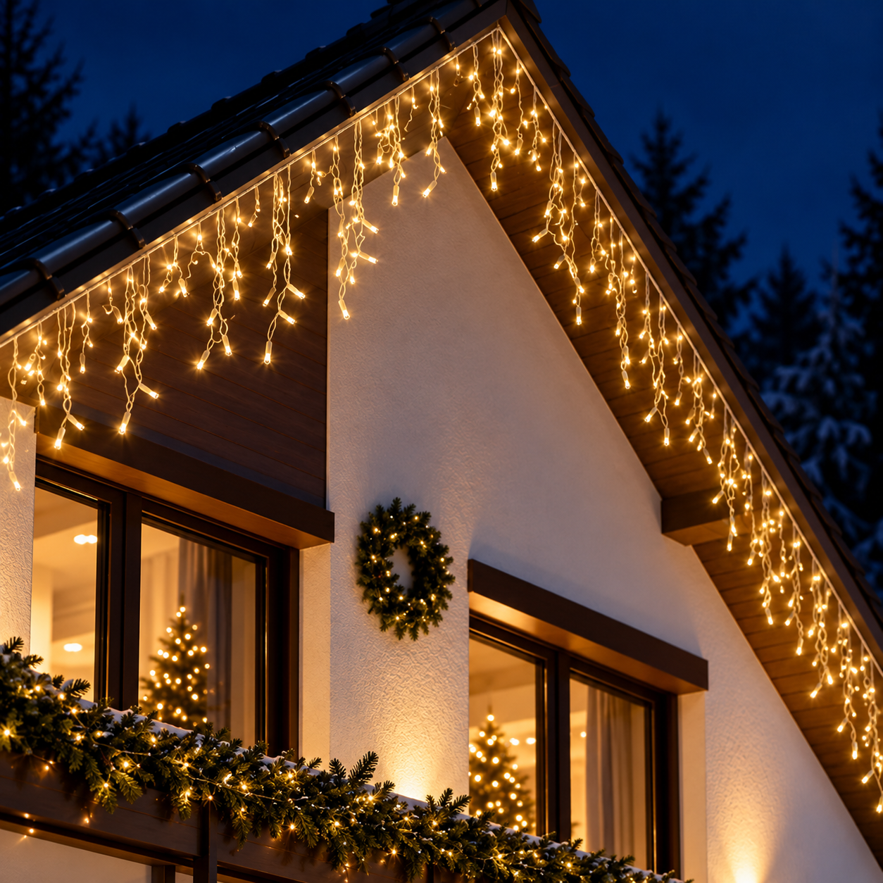 Fényfüggöny girland 300 LED-del, 12 m, beltéri/kültéri használatra, meleg sárga fény