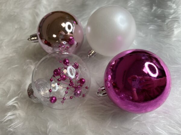 Set globuri de Craciun Inedit, 30 bucati, 6cm, transparente si roz - Image 19