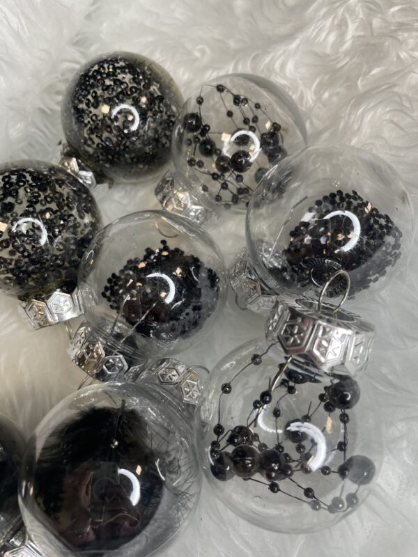 Set globuri de Craciun Inedit, 24 bucati, 5cm, transparente cu interior negru - Image 24