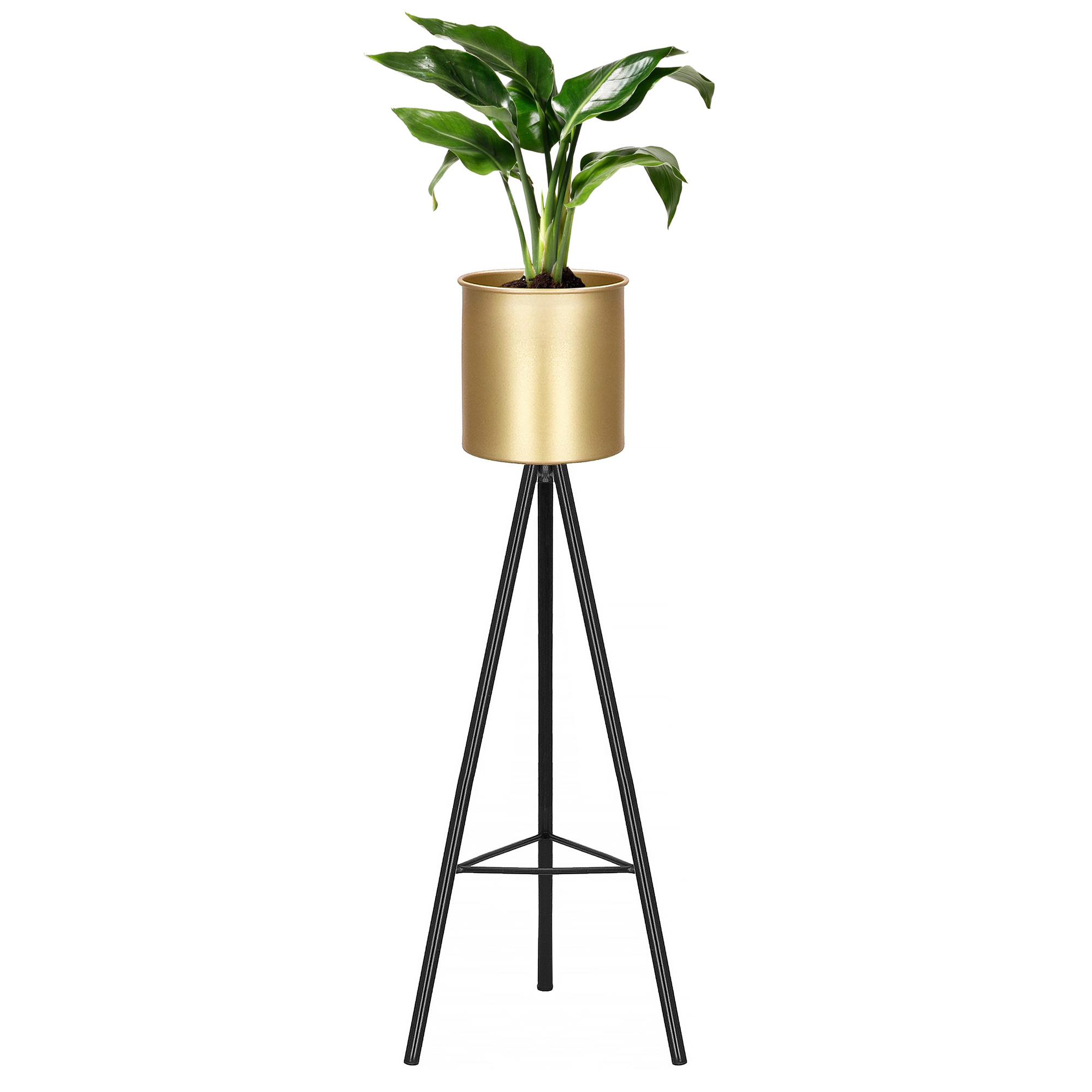 (DL) Suport ghiveci metalic negru auriu cu suport trepied, inaltime 46cm