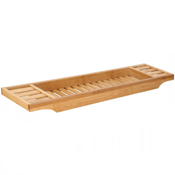 Raft cu tava pentru cada din bambus natural Sersimo 1022, fixa, 70x15cm - Image 3
