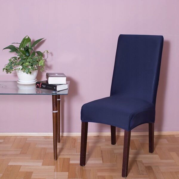 Set 4 huse universale pentru scaun, marime universala, poliester si spandex, 45 cm x 60 cm, bleumarin intens - Image 2