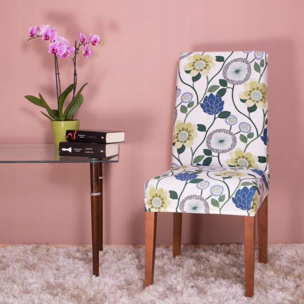 Set 4 huse universale pentru scaun, marime universala, poliester si spandex, 45 cm x 60 cm, imprimeu floral, gri - Image 2