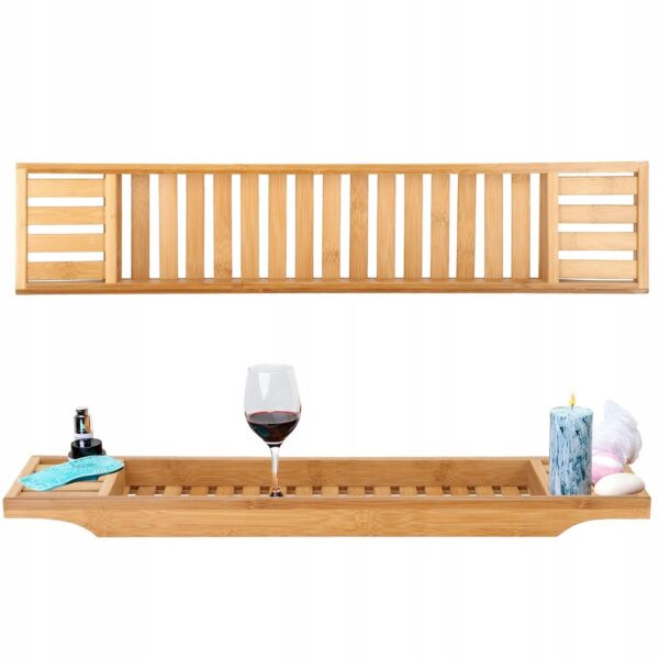 Raft cu tava pentru cada din bambus natural Sersimo 1022, fixa, 70x15cm - Image 4