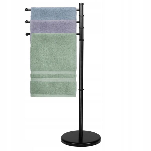 ÚJRACSOMAGOLT TERMÉK: Törülközőtartó 3 karral, magassága 86 cm, fekete - Image 6