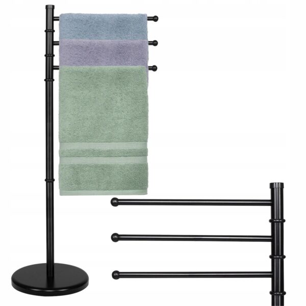 ÚJRACSOMAGOLT TERMÉK: Törülközőtartó 3 karral, magassága 86 cm, fekete - Image 7