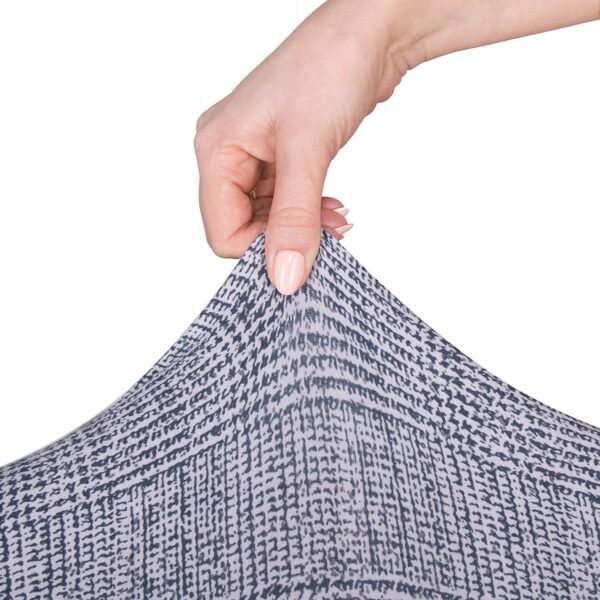 Set 4 huse universale pentru scaun, marime universala, poliester si spandex, 45 cm x 60 cm, carouri, gri inchis - Image 6