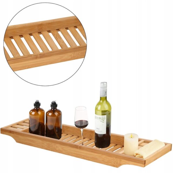 Raft cu tava pentru cada din bambus natural Sersimo 1022, fixa, 70x15cm - Image 5