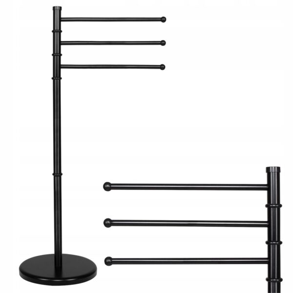 ÚJRACSOMAGOLT TERMÉK: Törülközőtartó 3 karral, magassága 86 cm, fekete - Image 8