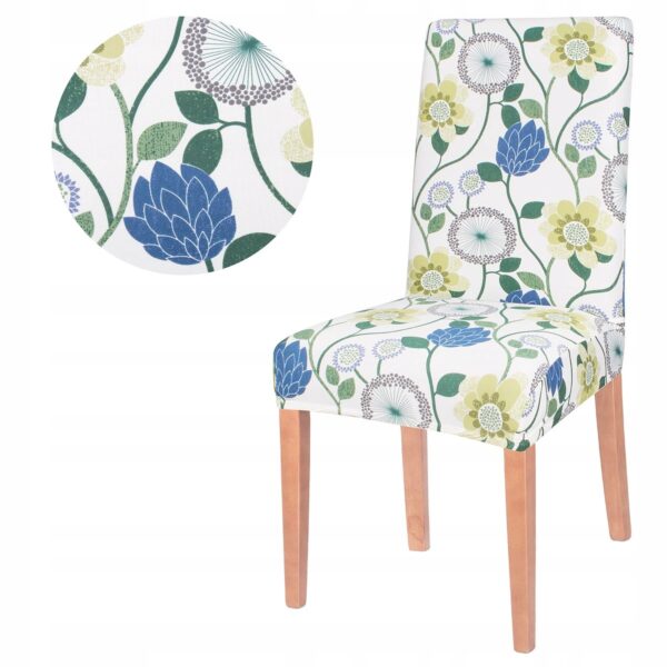 Set 4 huse universale pentru scaun, marime universala, poliester si spandex, 45 cm x 60 cm, imprimeu floral, gri - Image 7