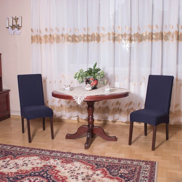 Set 4 huse universale pentru scaun, marime universala, poliester si spandex, 45 cm x 60 cm, bleumarin intens - Image 8
