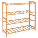 Pantofar din lemn cu 4 rafturi, 68x66cm, bambus natur