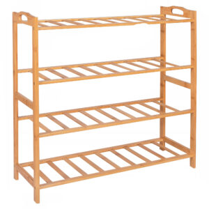 Pantofar din lemn cu 4 rafturi, 68x66cm, bambus natur
