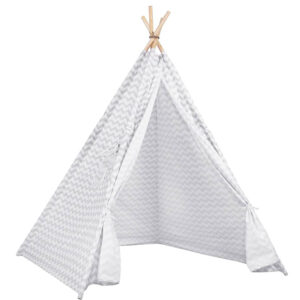 Sersimo Teepee gyermek indiánsátor ablakkal, fehér szürke cikkcakk