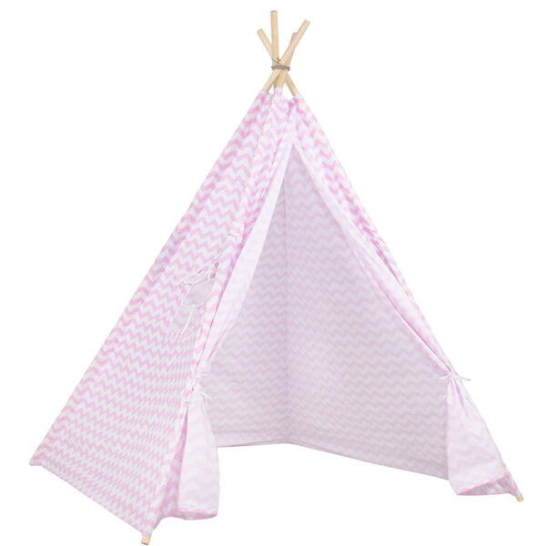 Sersimo Teepee gyermek indiánsátor ablakkal, fehér rózsaszín cikkcakk