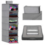 Sersimo szekrényszervező 6 rekesszel, textilből, 120 cm, szürke