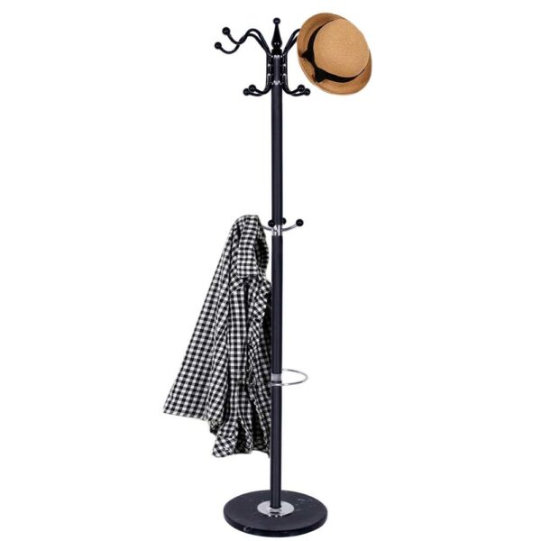 Cuier tip pom din metal Sersimo, 12 agatatoare, 174cm, negru - Image 2