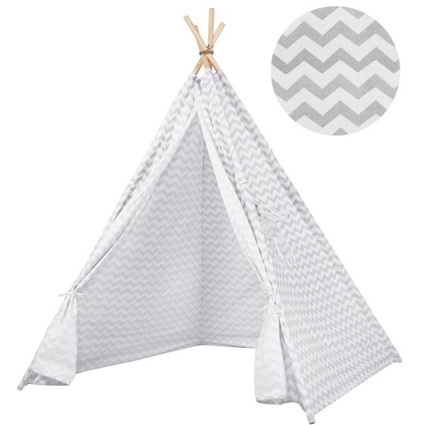 Sersimo Teepee gyermek indiánsátor ablakkal, fehér szürke cikkcakk - Image 2