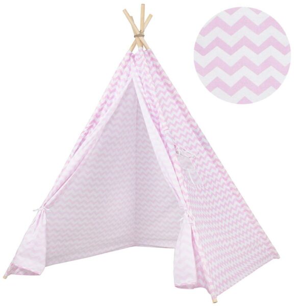 Sersimo Teepee gyermek indiánsátor ablakkal, fehér rózsaszín cikkcakk - Image 2