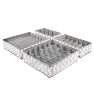 Set 4 organizatoare Sersimo sertar pentru sosete/lenjerie, alb gri