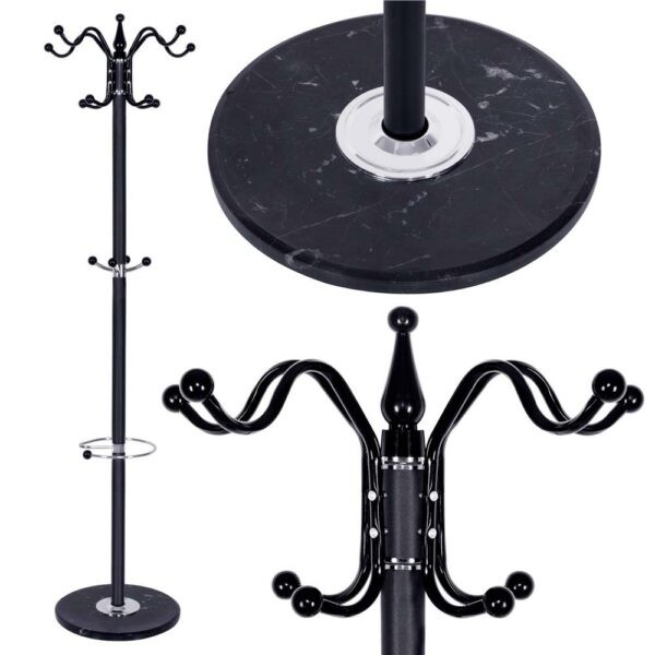 Cuier tip pom din metal Sersimo, 12 agatatoare, 174cm, negru - Image 10