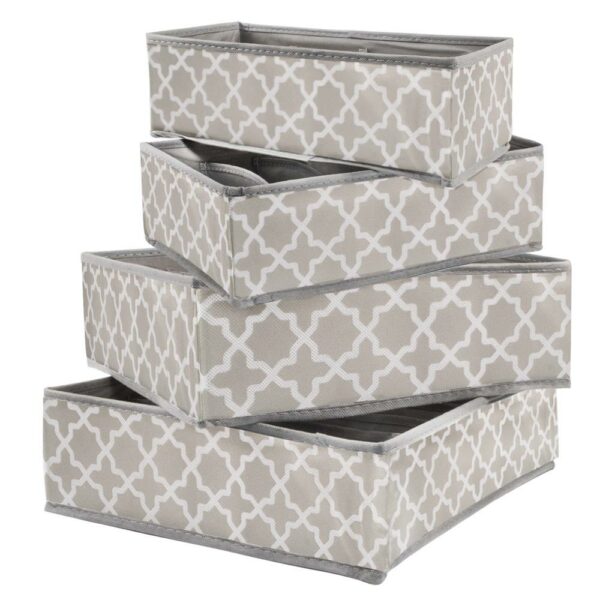 Set 4 organizatoare Sersimo sertar pentru sosete/lenjerie, gri crem - Image 10