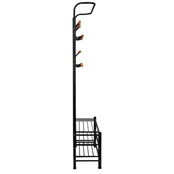 Ruhaakasztó cipőtartóval, 18 akasztó, 2 cipőpolc, 187x67cm, fekete - Image 10