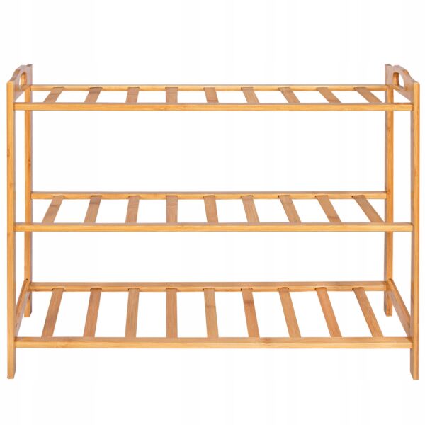 Pantofar din lemn cu 3 rafturi, 68x51cm, bambus natur - Image 3