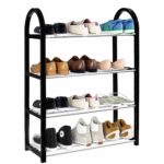 Sersimo fém cipőtartó 4 polccal, 64x50cm, fekete ezüst