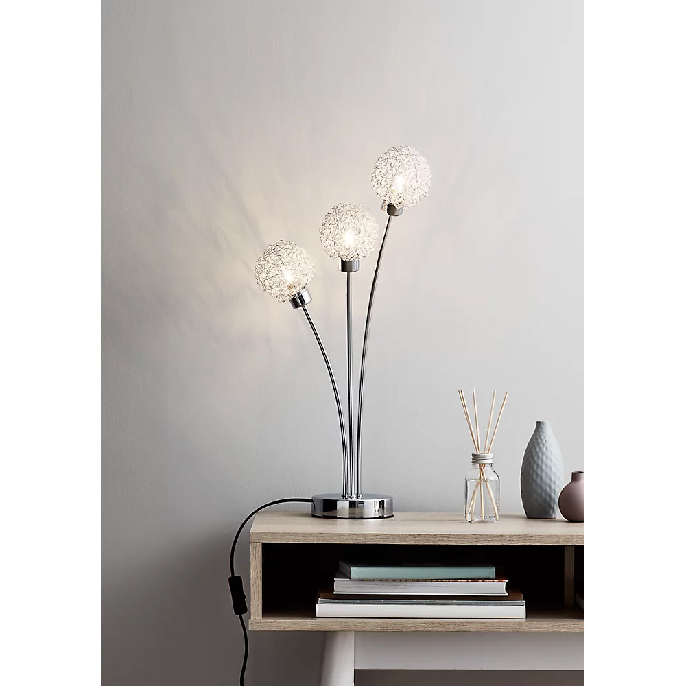 (DL) Lampa tip veioza Sersimo Phadras, din metal cromat, 3x40W, soclu G9, 56cm, argintiu - Image 2