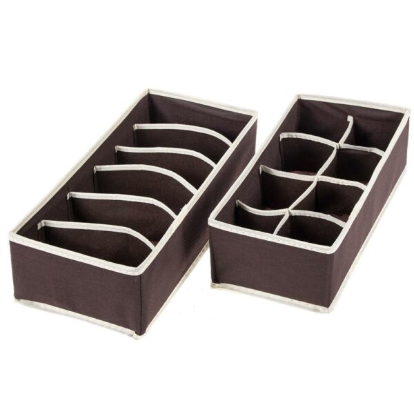 Set 4 organizatoare Sersimo sertar pentru sosete/lenjerie, maro - Image 4