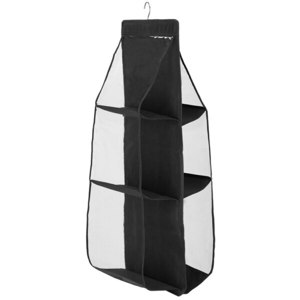 Organizator dulap Sersimo pentru posete, 6 compartimente, textil, negru - Image 4
