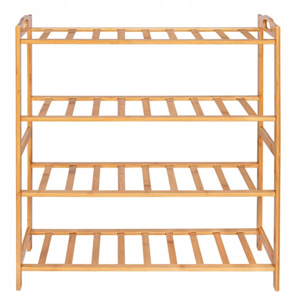 Pantofar din lemn cu 4 rafturi, 68x66cm, bambus natur - Image 5