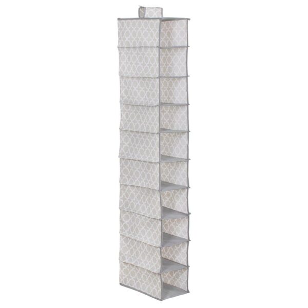 Organizator dulap Sersimo, 10 compartimente, textil, 120cm, gri bej - Image 6