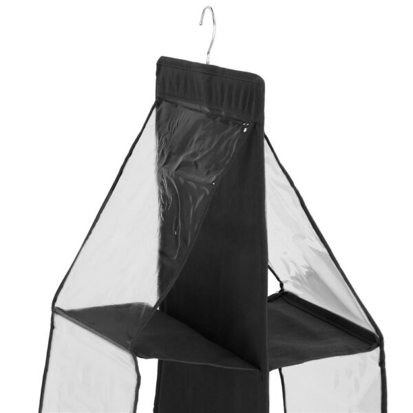 Organizator dulap Sersimo pentru posete, 6 compartimente, textil, negru - Image 6