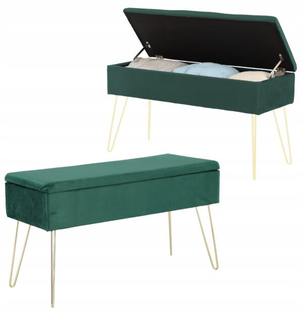 Fotoliu Sersimo Loft, tapitat cu velur, 30x40x75cm, verde - Image 5