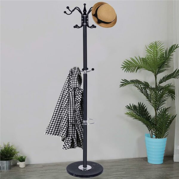 Cuier tip pom din metal Sersimo, 12 agatatoare, 174cm, negru - Image 7